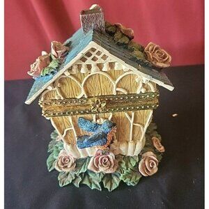 Blue Bird Swiss Chalet Lidded Trinket Chest.